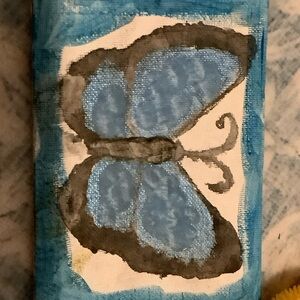 Blue and Black Butterfly Canvas Art